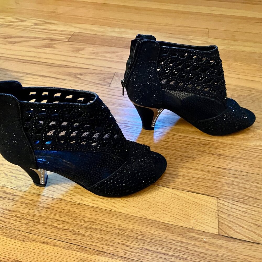 Pierre Dumas Evening Booties, Black Sparkle, Size 7 - Picture 4 of 8